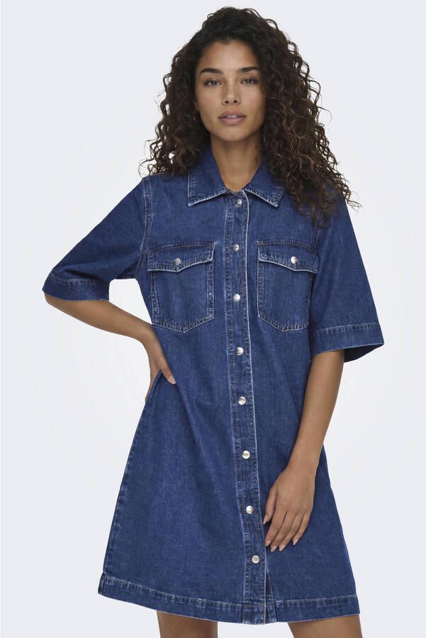 Only Jeans jurk ONLBELLE S S BUTTON DRESS DNM GUA NOOS