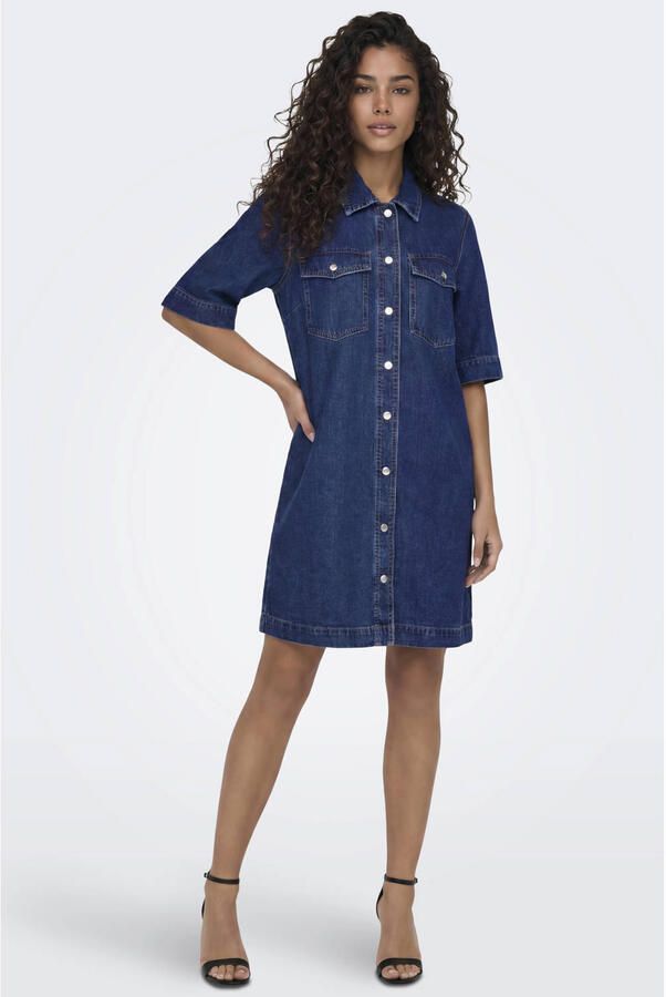 Only Jeans jurk ONLBELLE S S BUTTON DRESS DNM GUA NOOS