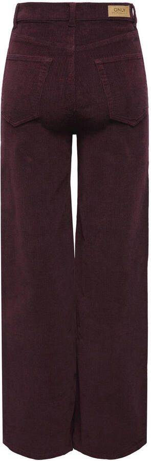 ONLY straight high waist casual broek rib gebreid donkerrood - Foto 2