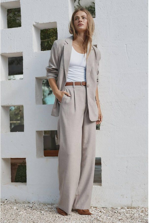 Only Regular fit wijde broek met sluiting met schuifhaakje model 'LINDA'
