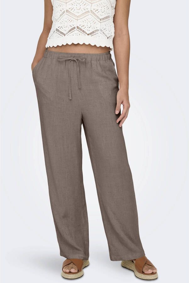 Only loose fit wijdte broek van mix van viscose en linnen model 'SIESTA'