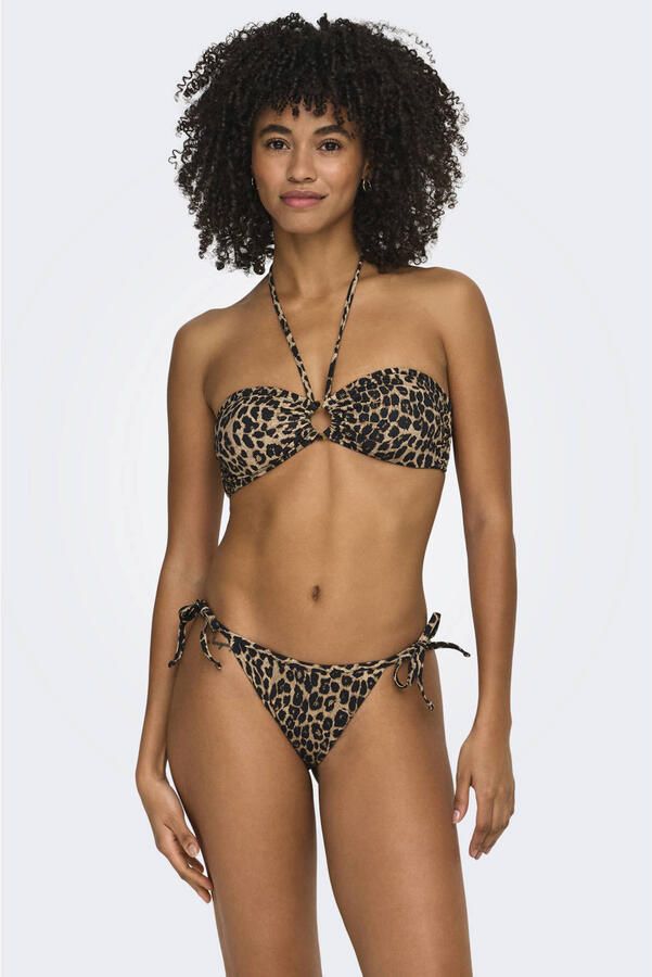 ONLY strik bikinibroekje met panterprint beige zwart