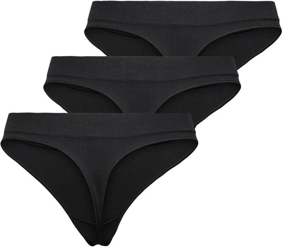 Only T-string ONLVICKY RIB S-LESS THONG 3-PK NOOS (set 3 stuks) - Foto 2