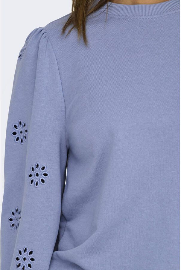 Only Puff Borduurwerk Sweater voor Vrouwen Blue Dames