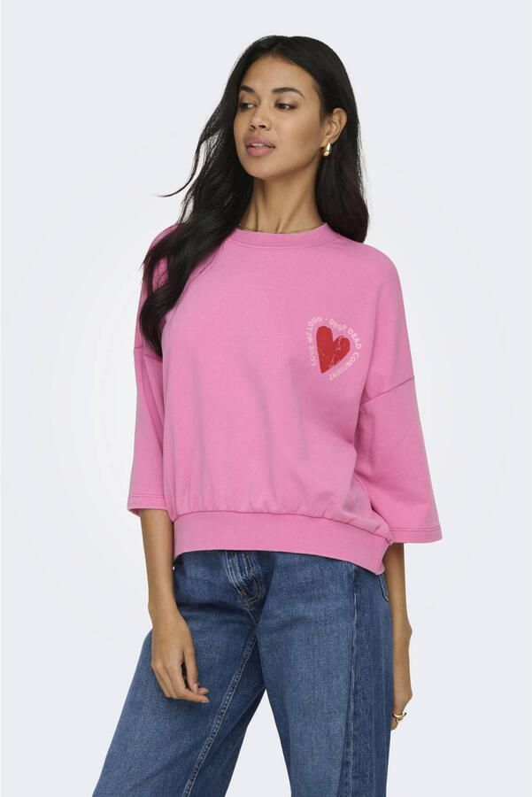 ONLY sweater met backprint roze