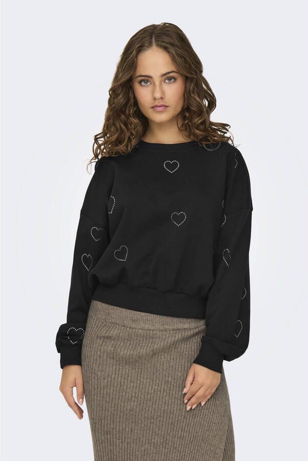 ONLY sweater met hartjes zwart met glitter