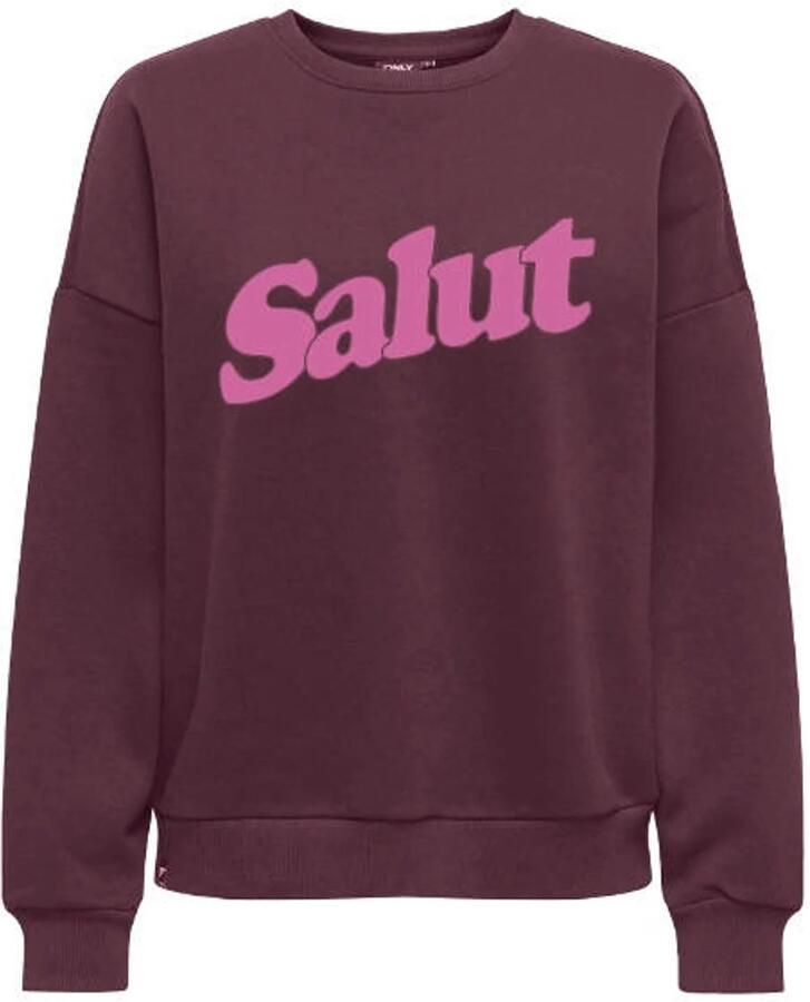 ONLY sweater met tekst donkerpaars