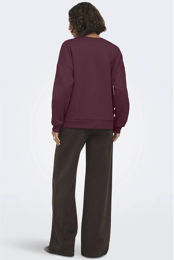ONLY sweater met tekst donkerpaars - Foto 3