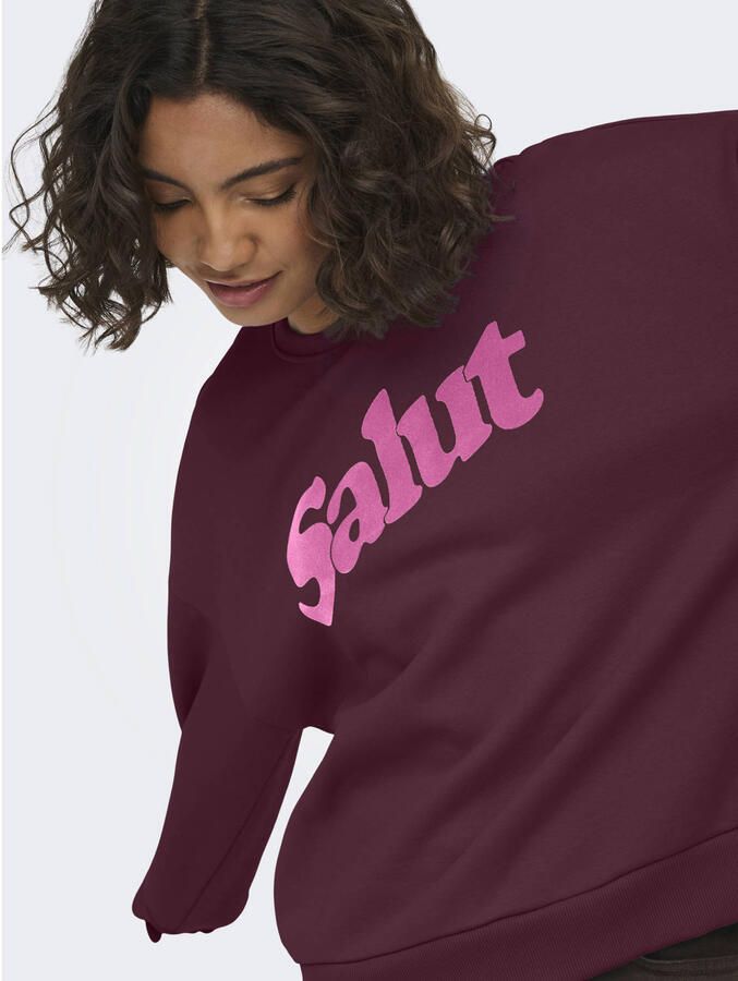 ONLY sweater met tekst donkerpaars - Foto 2