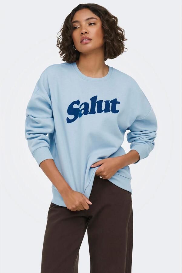 ONLY sweater met tekst lichtblauw