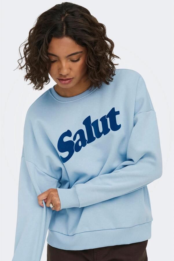 ONLY sweater met tekst lichtblauw - Foto 3