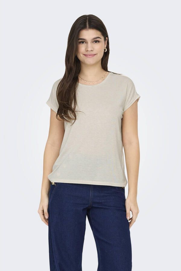 Only Shirt met korte mouwen ONLCLAUDIA S S GLITTER STRIPE TOP JRS