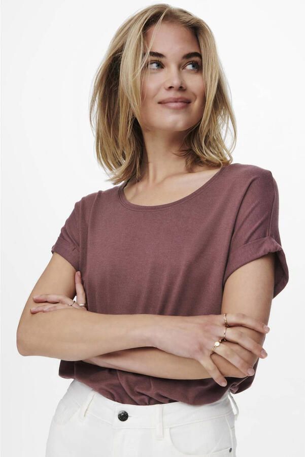 Only T-shirt met geribde ronde hals model 'MOSTER' - Foto 2