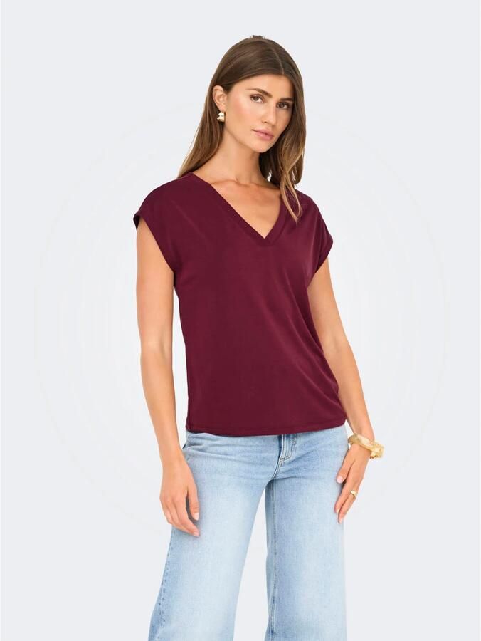 Only Shirt met V-hals ONLFREE S S MOD.V-NECK TOP JRS NOOS