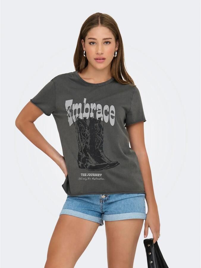 Only Shirt met ronde hals ONLLUCY REG S S TOP JRS NOOS