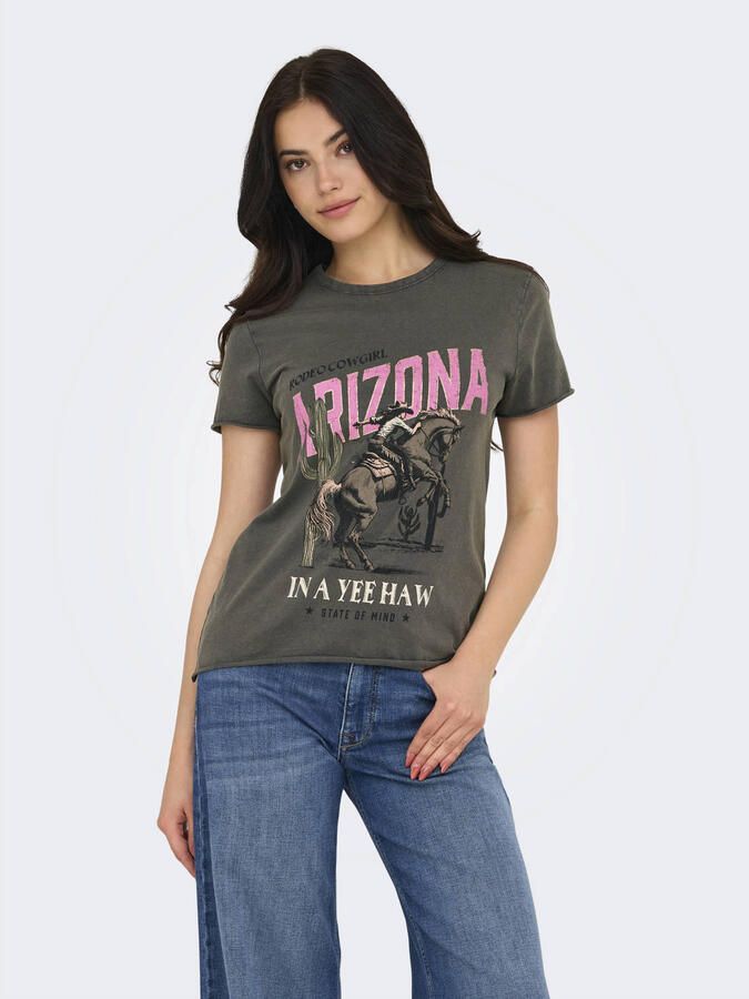 Only Shirt met ronde hals ONLLUCY REG S S TOP JRS NOOS