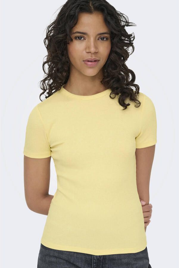 ONLY T-shirt lichtgeel