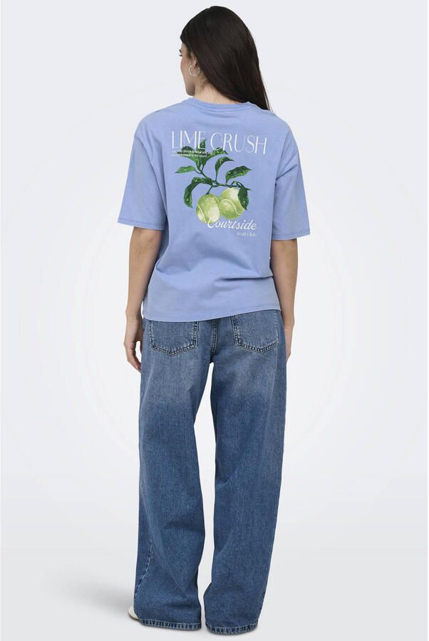 ONLY T-shirt met backprint blauw - Foto 2