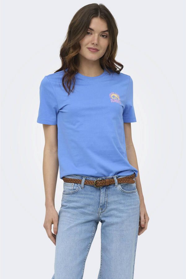 ONLY T-shirt met backprint blauw