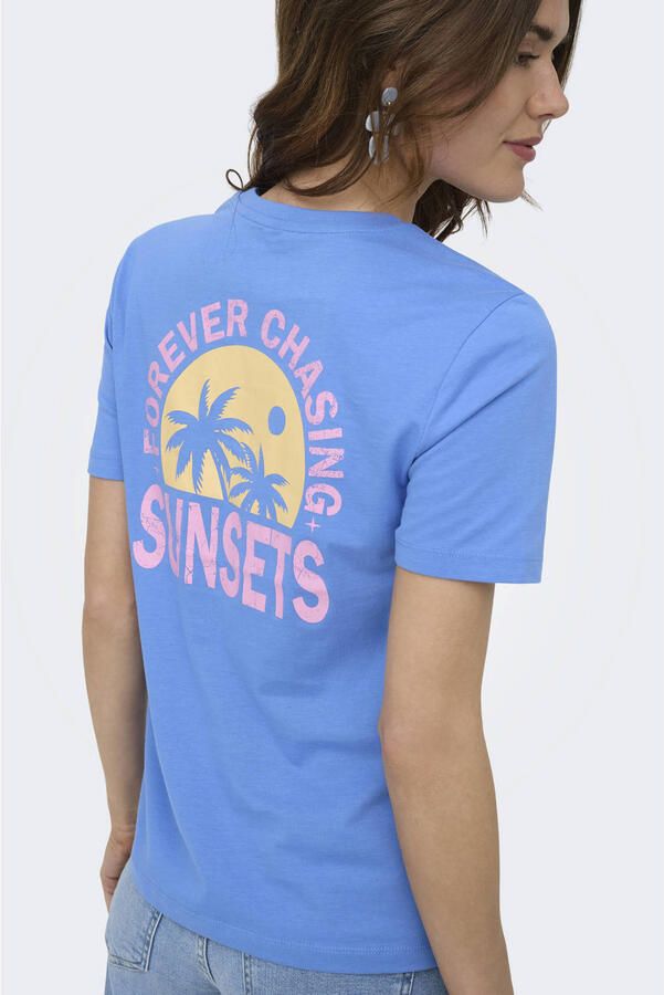 ONLY T-shirt met backprint blauw - Foto 2