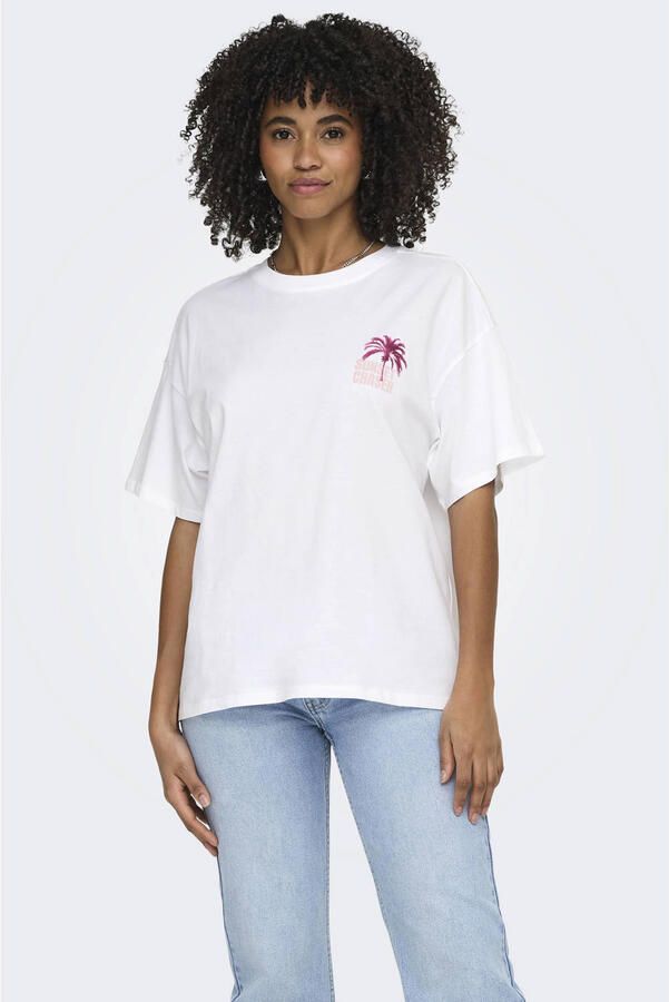 ONLY T-shirt met backprint ecru
