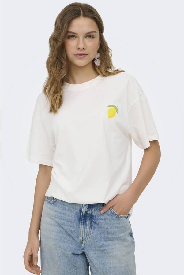 ONLY T-shirt met backprint ecru