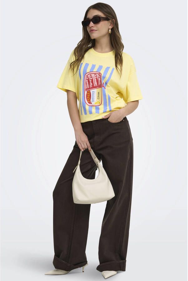 ONLY T-shirt met backprint geel - Foto 2