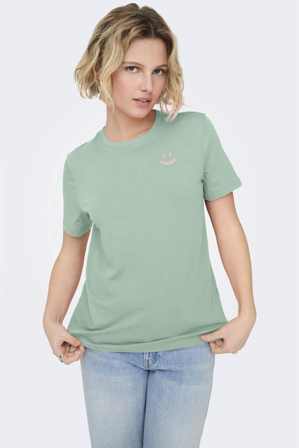 ONLY T-shirt met backprint groen