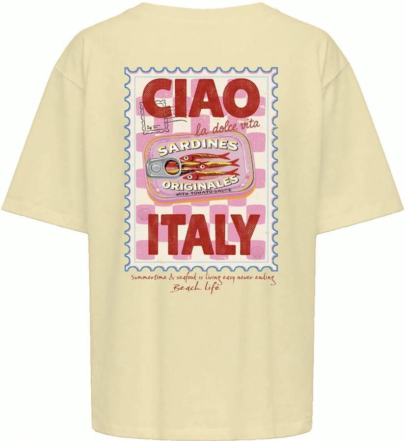 ONLY T-shirt met backprint lichtgeel - Foto 2