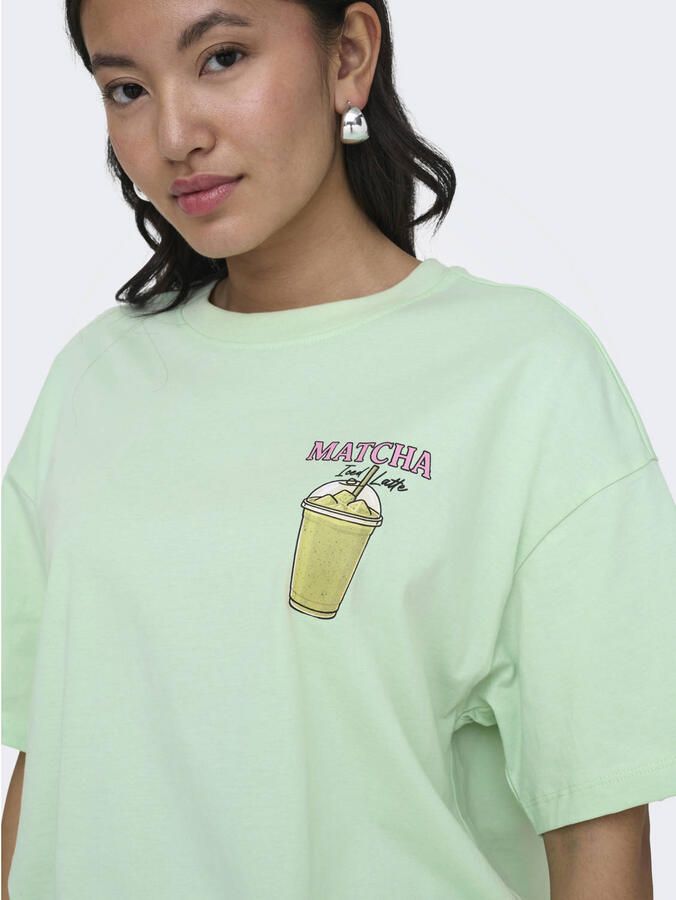 ONLY T-shirt met backprint lichtgroen - Foto 3