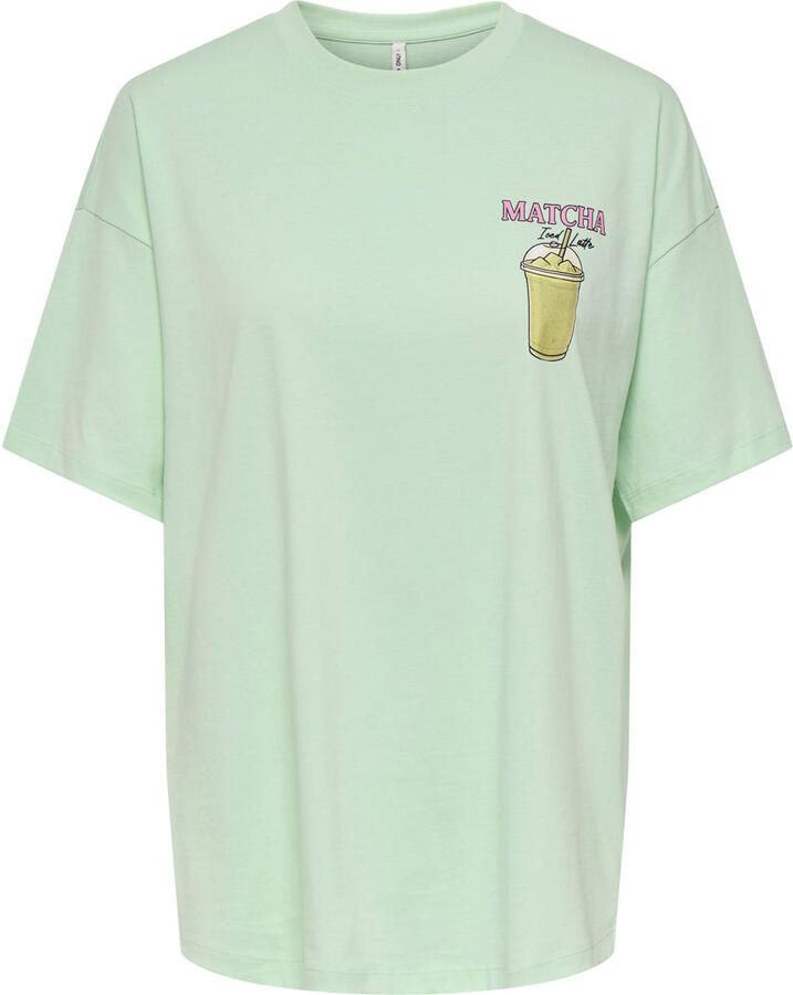 ONLY T-shirt met backprint lichtgroen