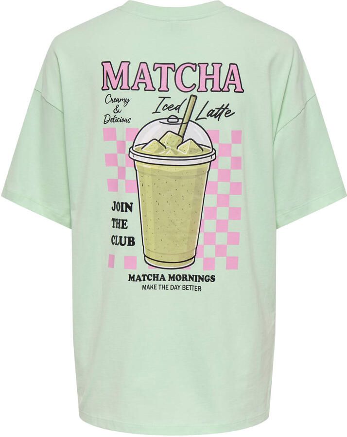 ONLY T-shirt met backprint lichtgroen - Foto 2