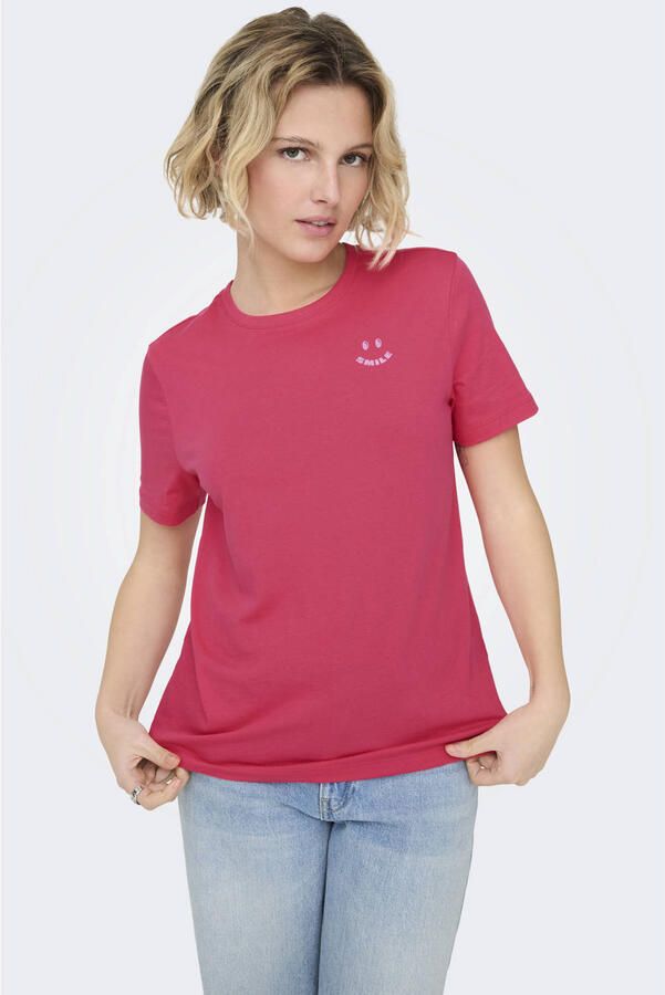 ONLY T-shirt met backprint roze
