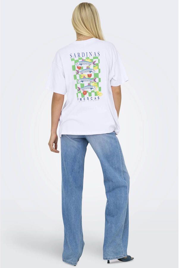 ONLY T-shirt met backprint wit - Foto 3