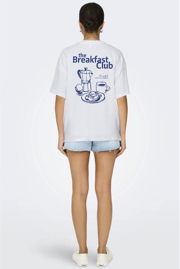 ONLY T-shirt met backprint wit - Foto 3