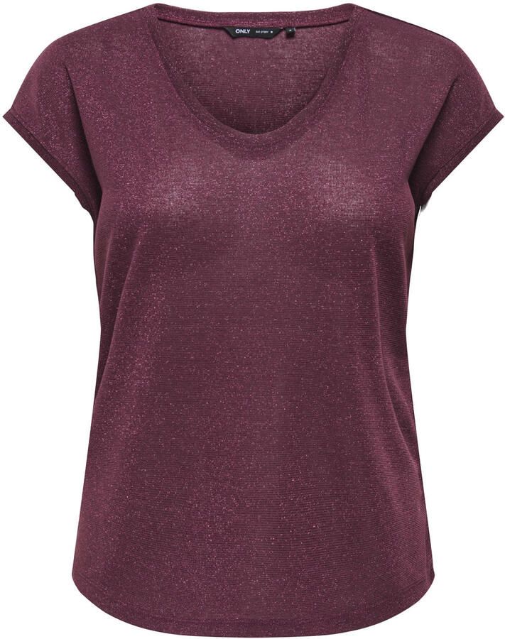 Only Shirt met korte mouwen ONLSILVERY S S V NECK LUREX TOP JRS NOOS - Foto 2