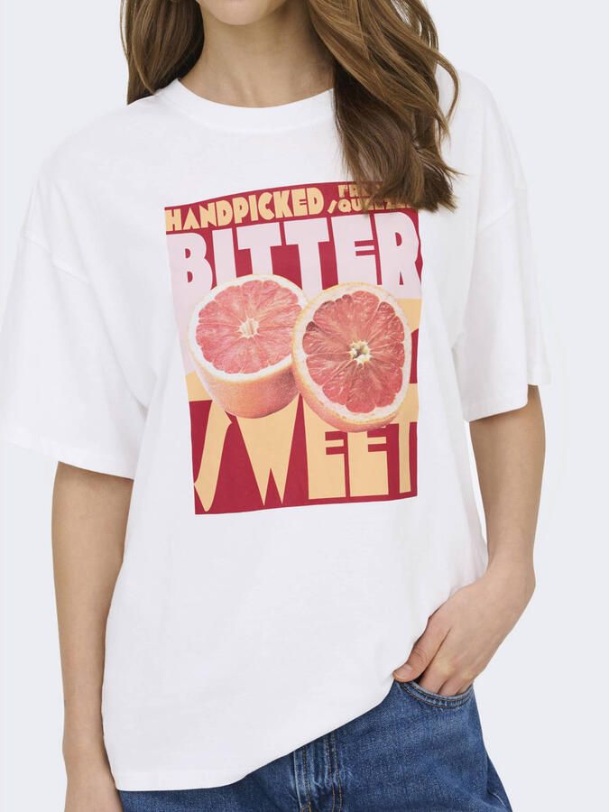 ONLY T-shirt met printopdruk wit