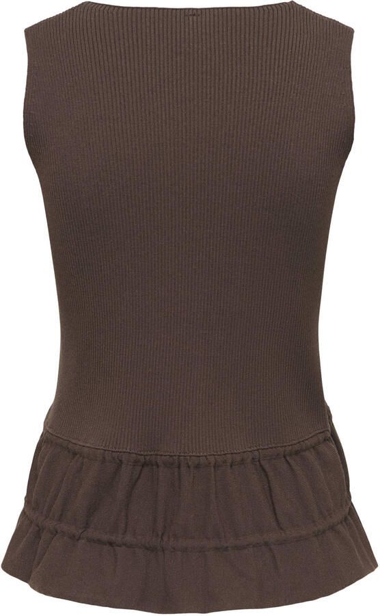 ONLY T-shirt met ruches bruin - Foto 2