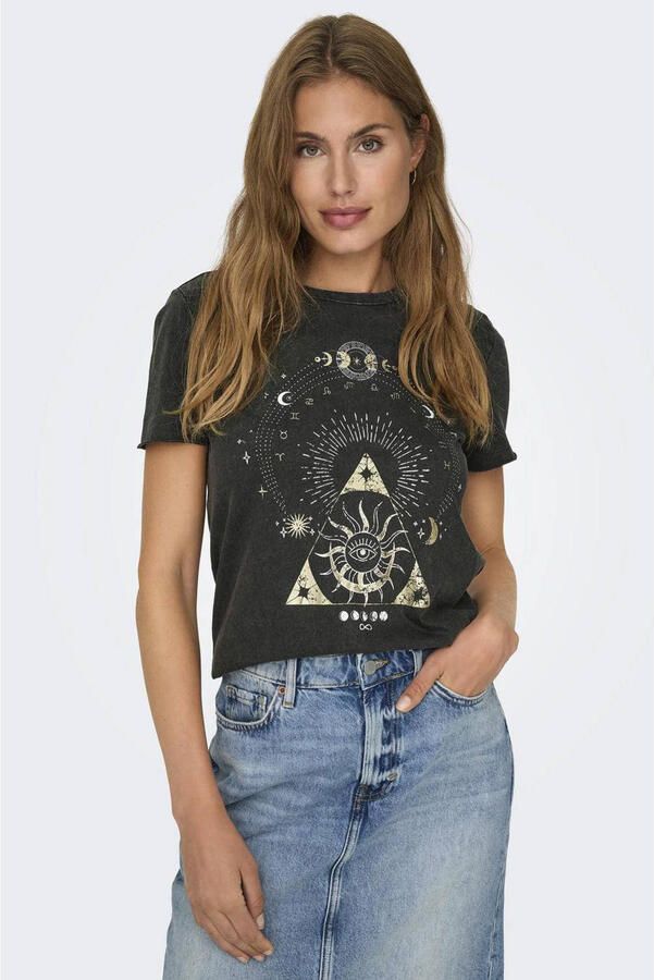 Only Regular fit T-shirt van zuivere katoen met motiefprint model 'LUCY LIFE'