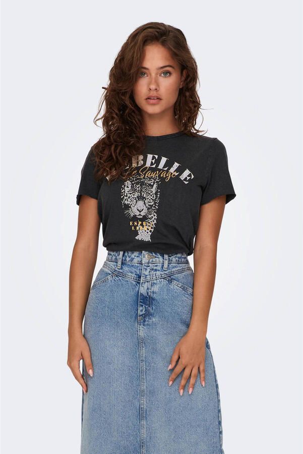 Only T-shirt met motief- en statementprint model 'LUCY'