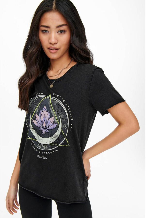 Only Regular fit T-shirt van zuivere katoen met motiefprint model 'LUCY LIFE' - Foto 2