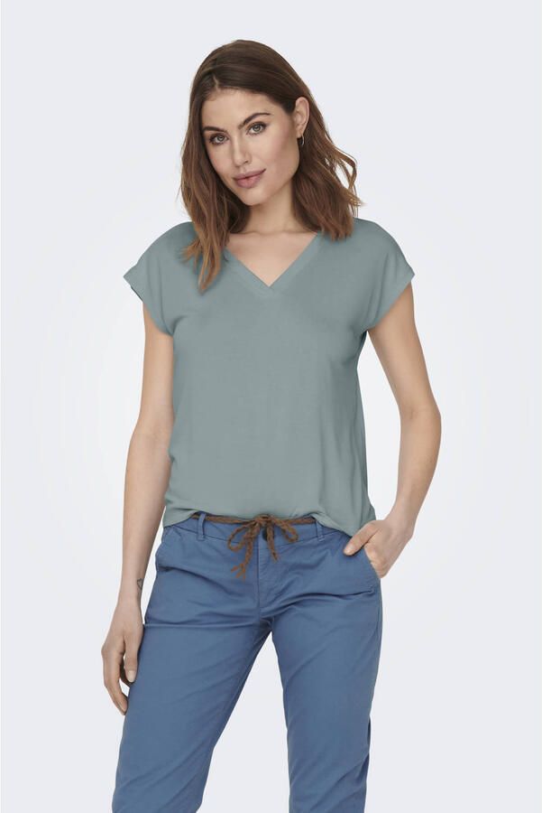 Only Shirt met V-hals ONLFREE S S MOD.V-NECK TOP JRS NOOS - Foto 2