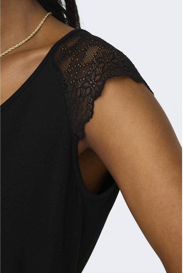 Only Shirt met V-hals ONLPETRA S S LACE MIX TOP CS JRS - Foto 3
