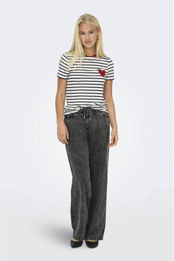 Only Regular fit T-shirt van viscosemix model 'HEART LIFE' - Foto 2