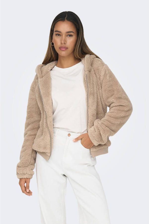 Only Pluche jas met capuchon ONLNEWANNA CONTACT SHERPA JKT OTW NOOS