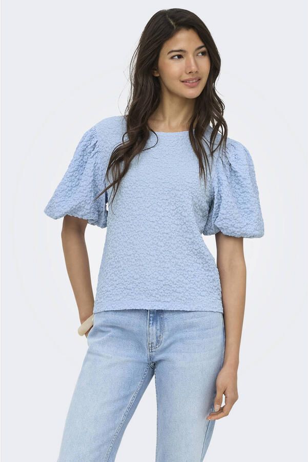 ONLY top broderie blauw