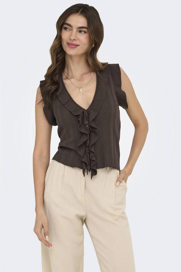 Only slim fit knitweartop van viscosemix model 'NELLY'