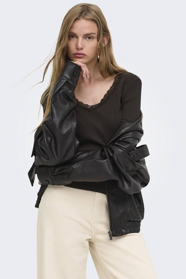 Only Slim fit shirt met lange mouwen van katoenmix model 'SARA SHARAI' - Foto 3