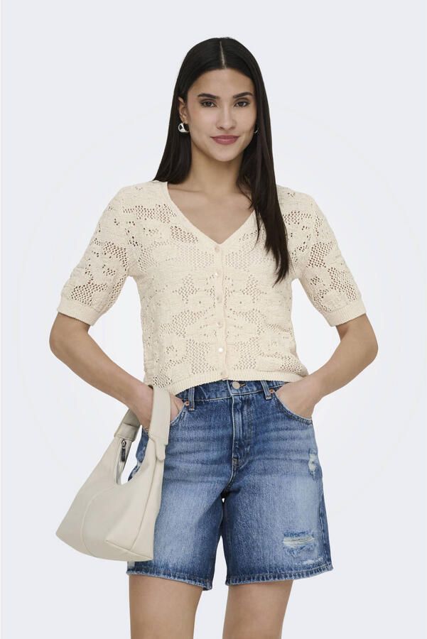Only regular fit gebreid jack met katoen model 'CHLOE'