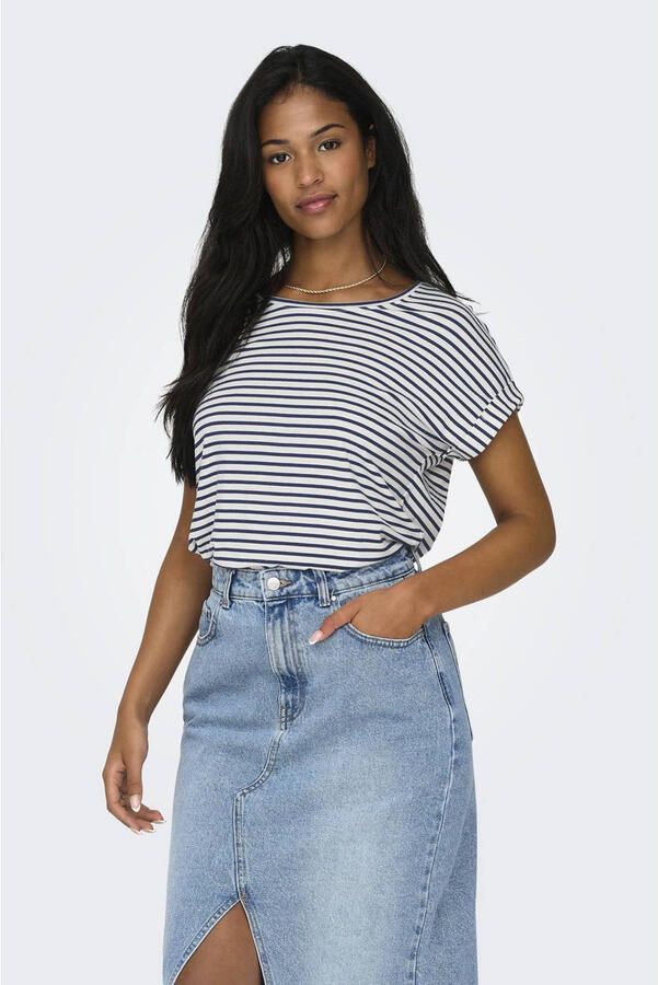 Only Shirt met korte mouwen ONLMOSTER STRIPE S S O-NECK TOP JRS NOOS gestreept casual gesneden jersey ronde hals viscosemix - Foto 2